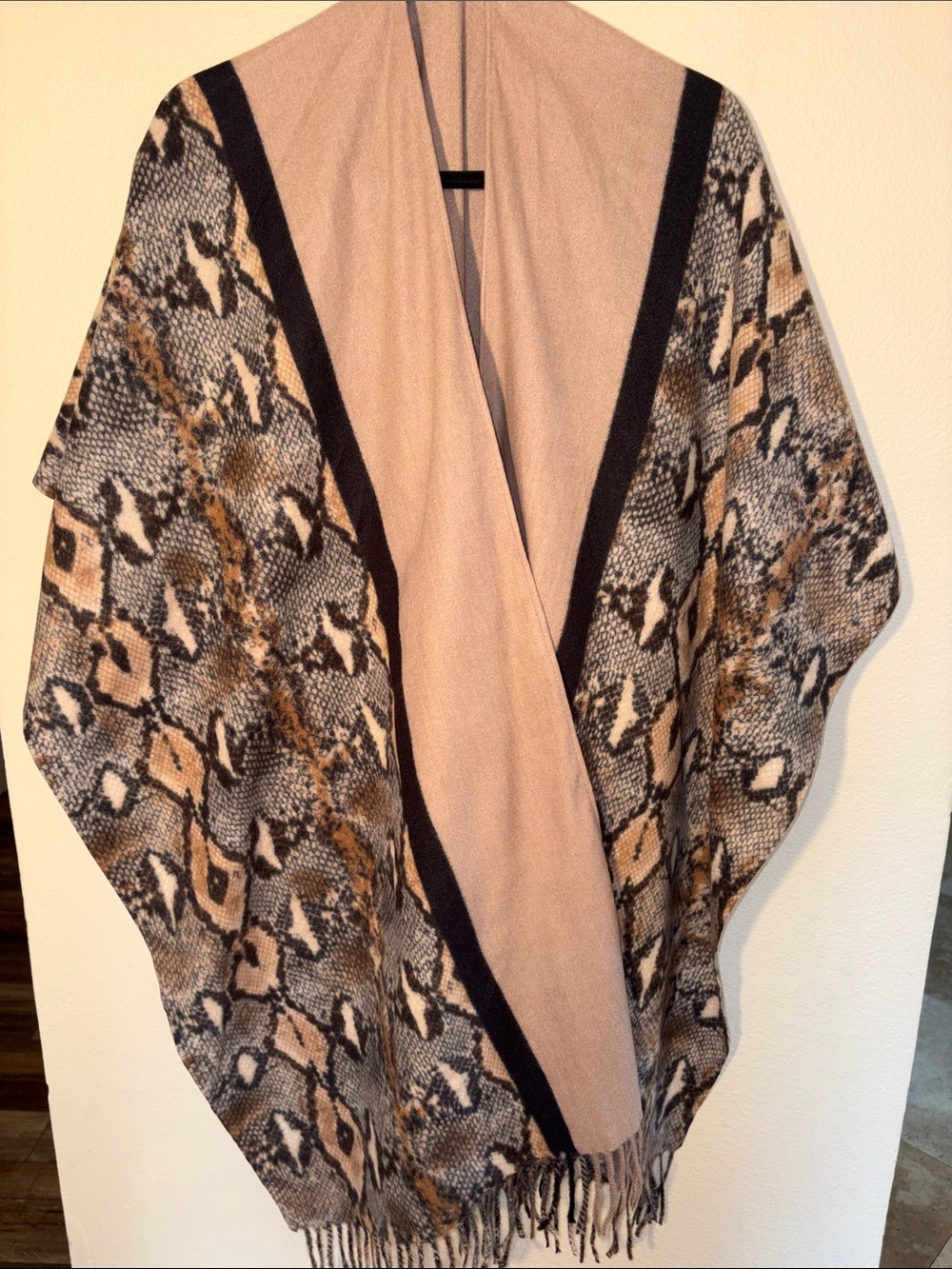 Do everything in love Taupe and Brown Snake-Print Reversible Wrap